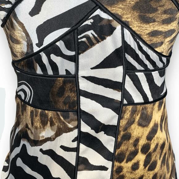 Vintage Y2K Cache Silk Animal Print Bustier Tank Top Zebra Leopard Clubwear XS - Picture 6 of 10